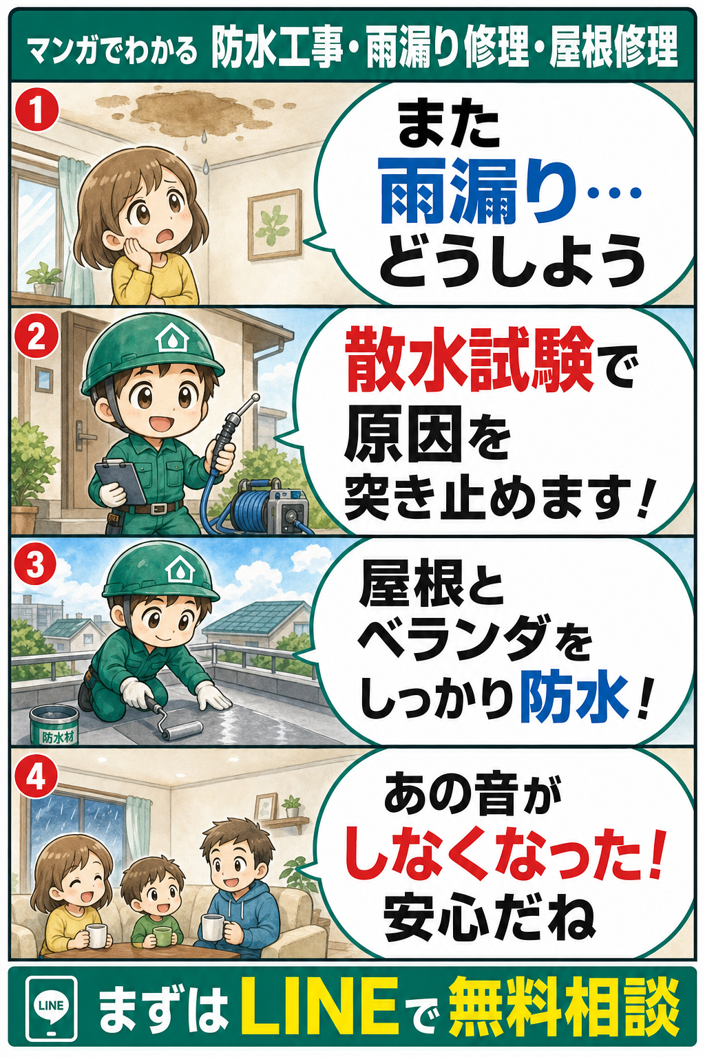 マンガでわかる 防水工事・雨漏り修理・屋根修理｜雨宿り